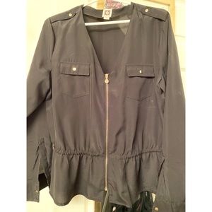 Anne Klein Long Sleeve Peplum Blouse